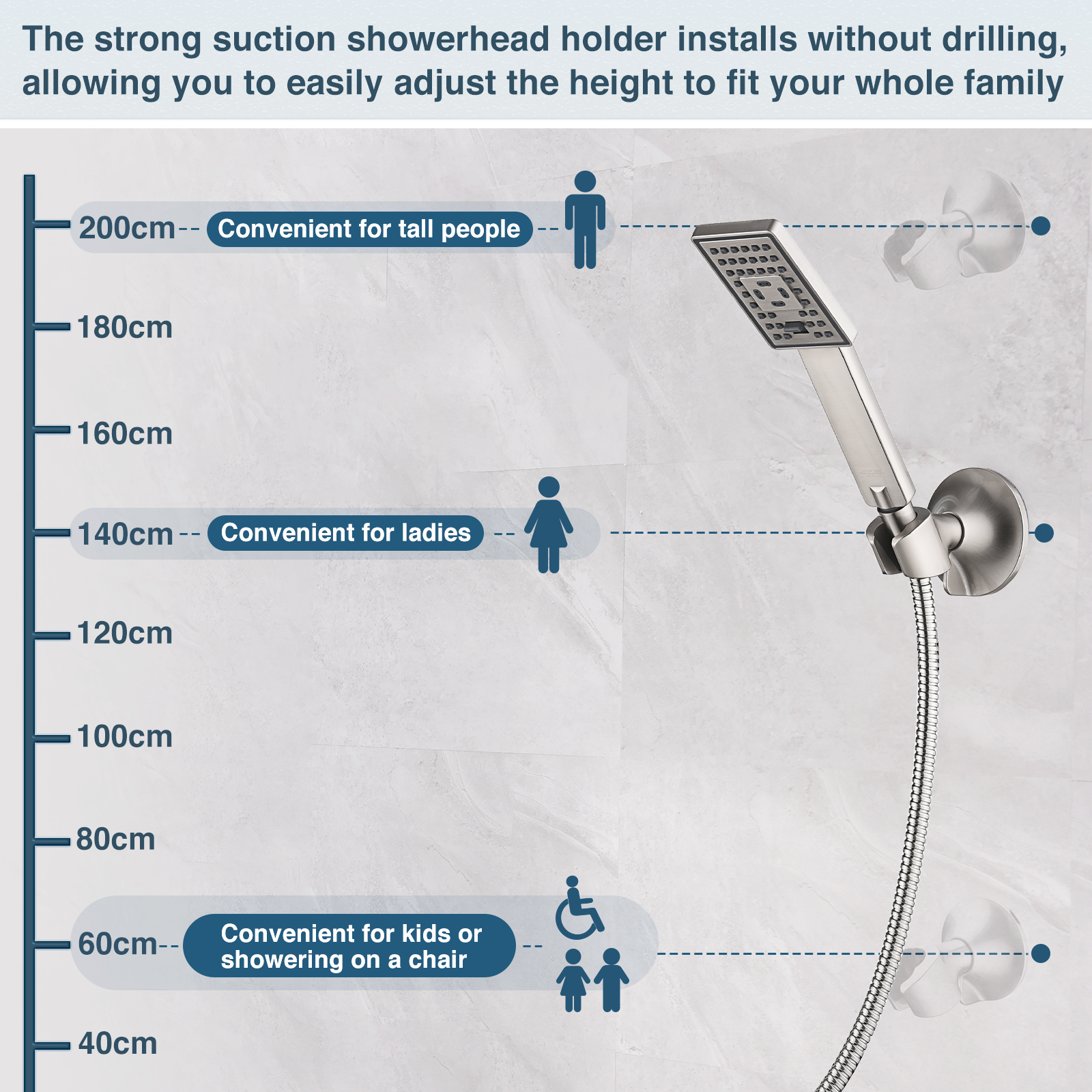 BRIGHT SHOWERS Rain Shower Head with Handheld Combination Set PSS1807-02