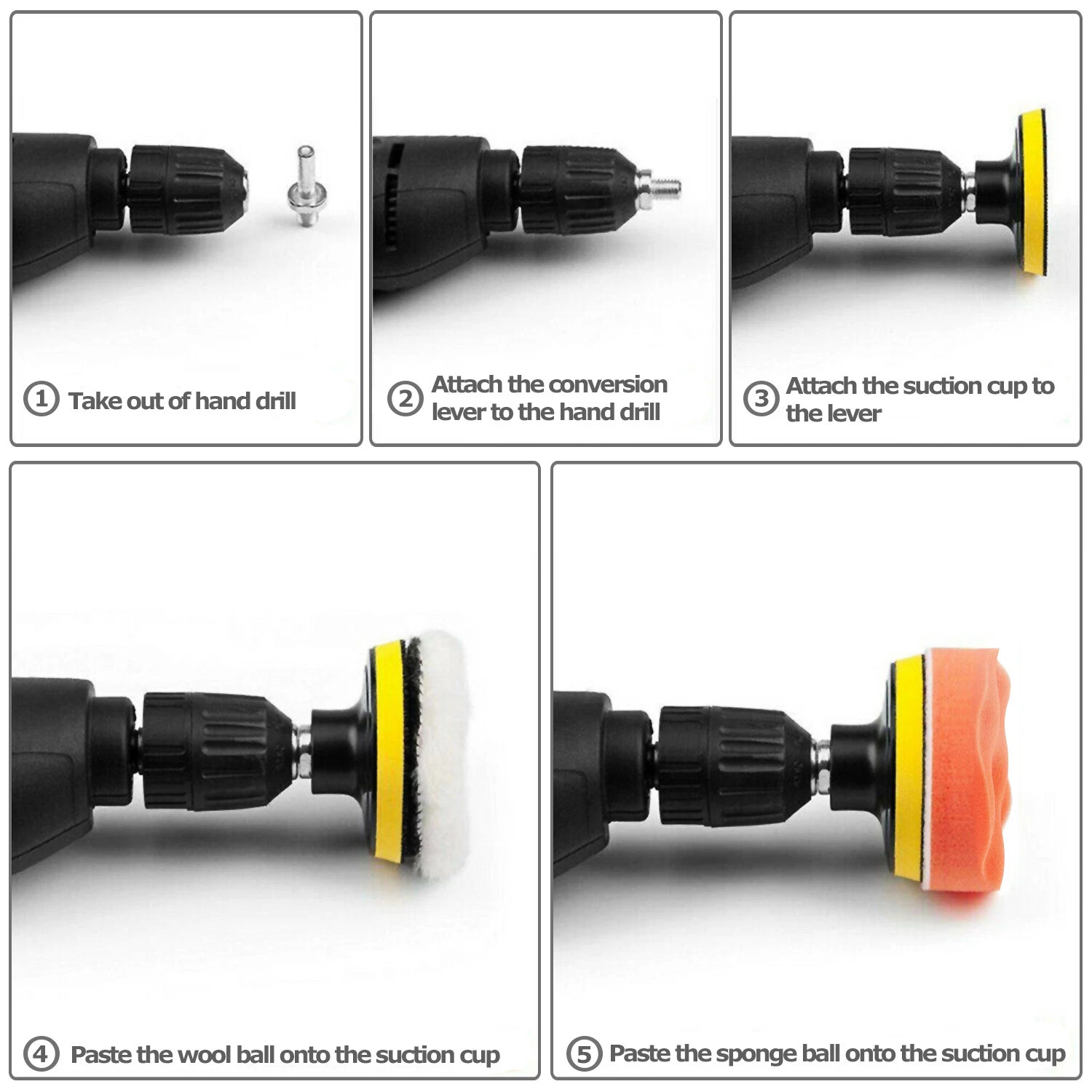 7PCS 7 Inch Polishing Waxing Pad Sponge Buff Buffing Kit Set For Car Polisher US