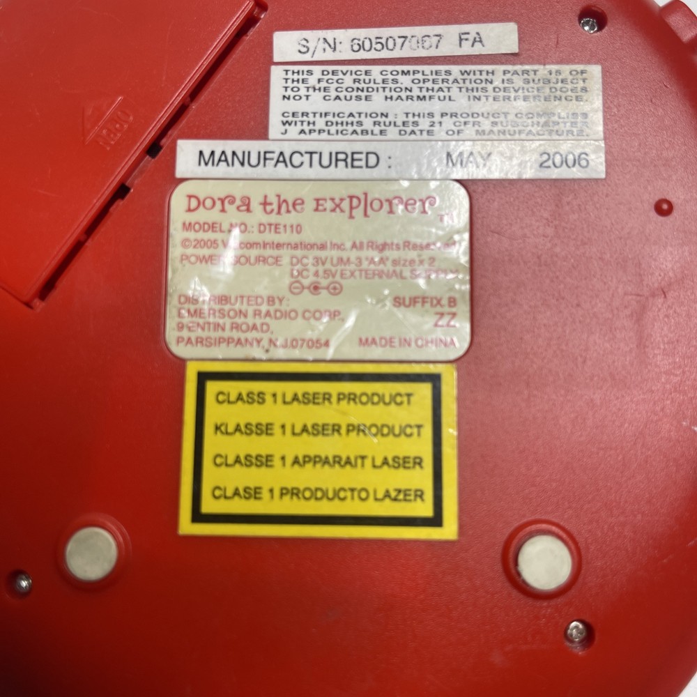 Dora The Explorer CD Player - 2006 Doesn’t Read Disk For Parts