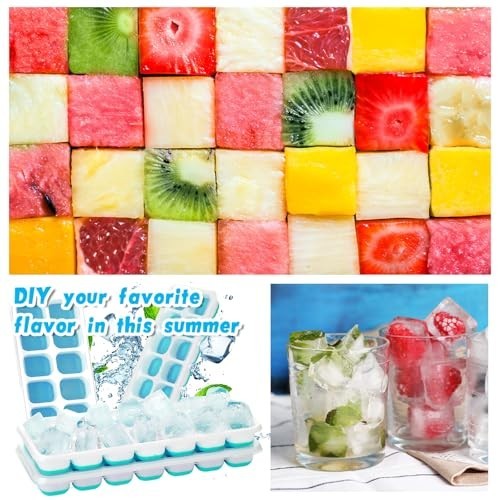 36 Pack Silicone Ice Cube Trays - Flexible Stackable Molds with Lid for Drinks &