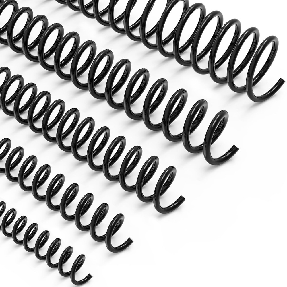 100 Pack Plastic Spiral Binding Coils 3/8 10mm 41 Pitch Black Notebook