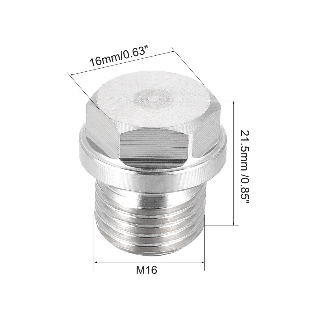 M16 X 1.5 Male Outer Hex Head Plug Solid Thread Bung Plug Pipe Fitting 3Pack