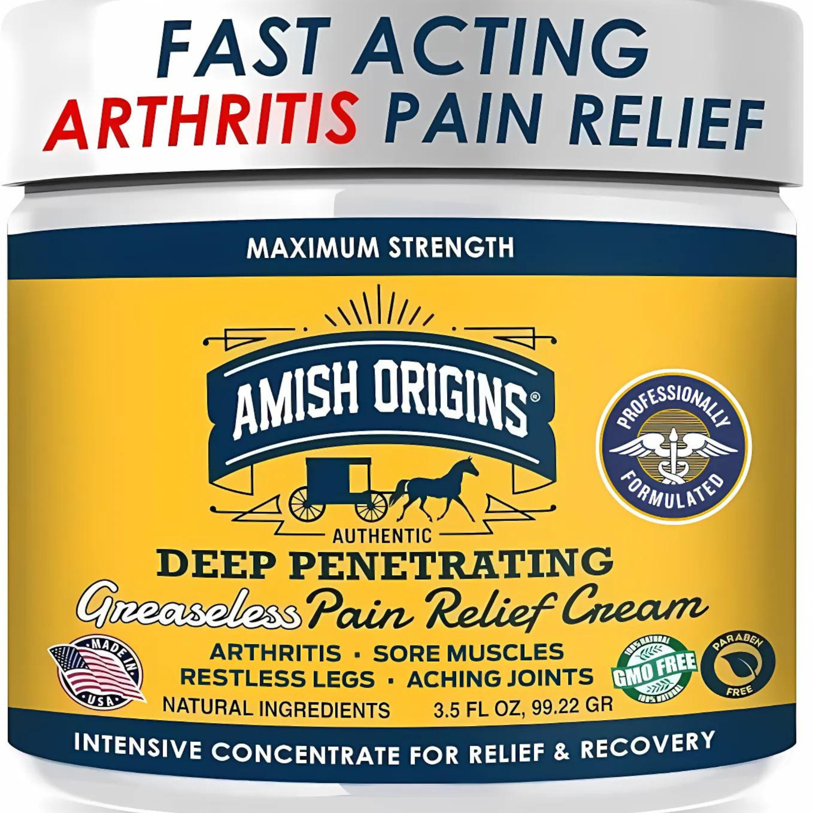 Amish Origins Arthritis Maximum Strength Deep Penetrating Pain Relief Cream