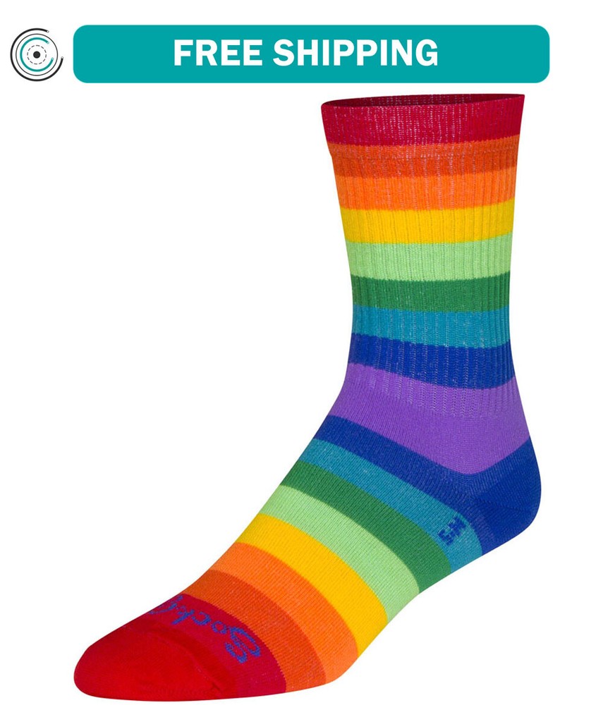 SockGuy Crew Fabulous Socks - 6 inch, Rainbow, Small/Medium