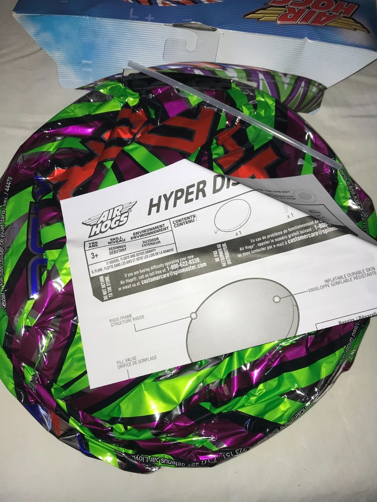 NOS Rare AIR HOGS Giant 3’ Diameter HYPER DISC Hovering ZIG-ZAG Disk INFLATABLE