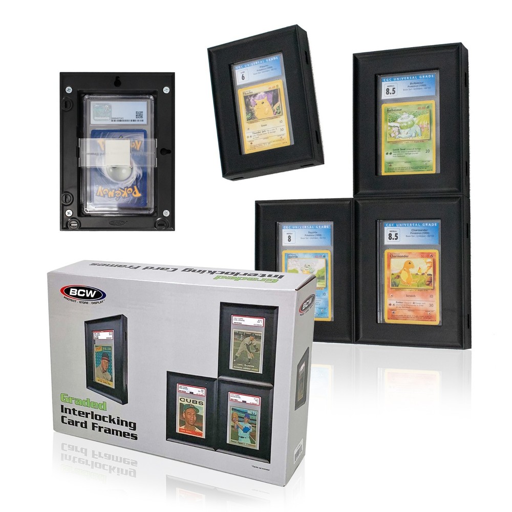 BCW Wall Mountable Interlocking Graded Card Display Frames Black New Pack of 24