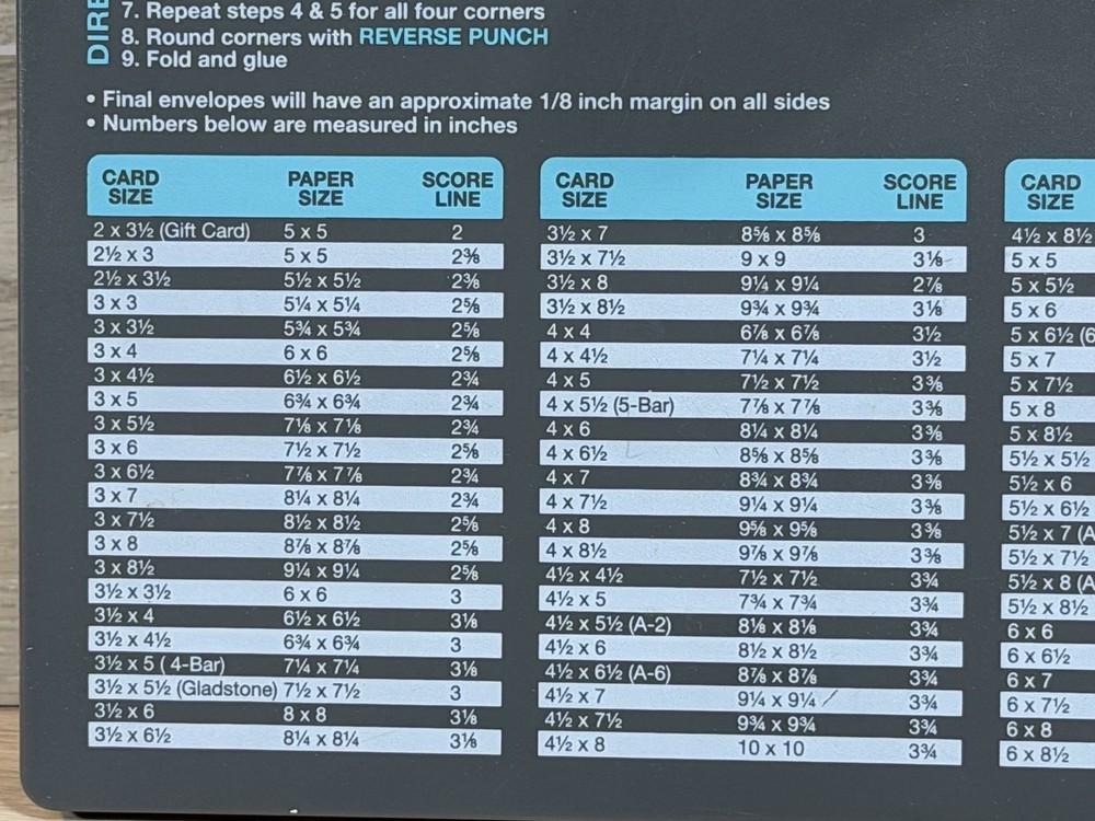 Envelope Punch Board used to create custom envelopes.