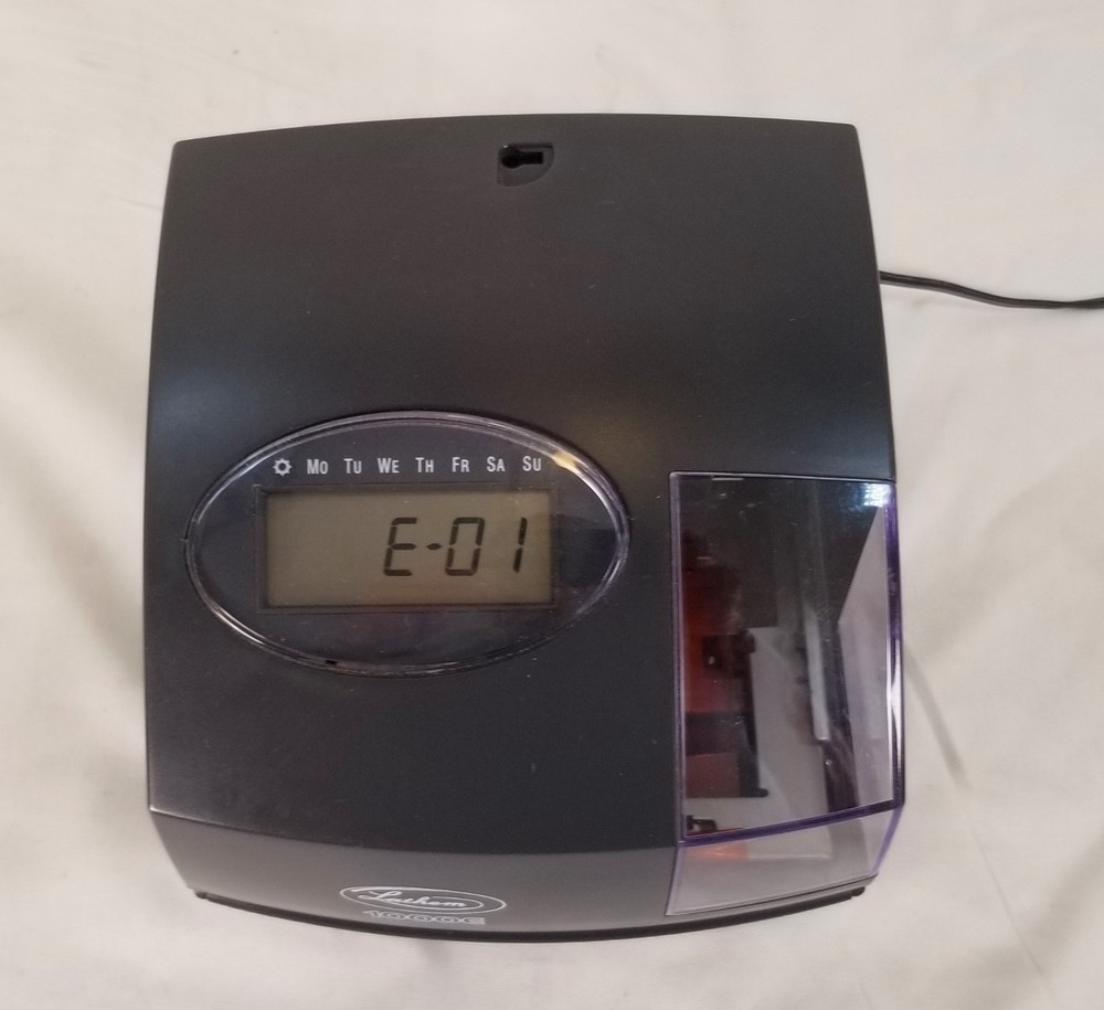 Lathem 1000E Electronic Time Recorder Time Clock/Document Stamp w/ AC Adapter