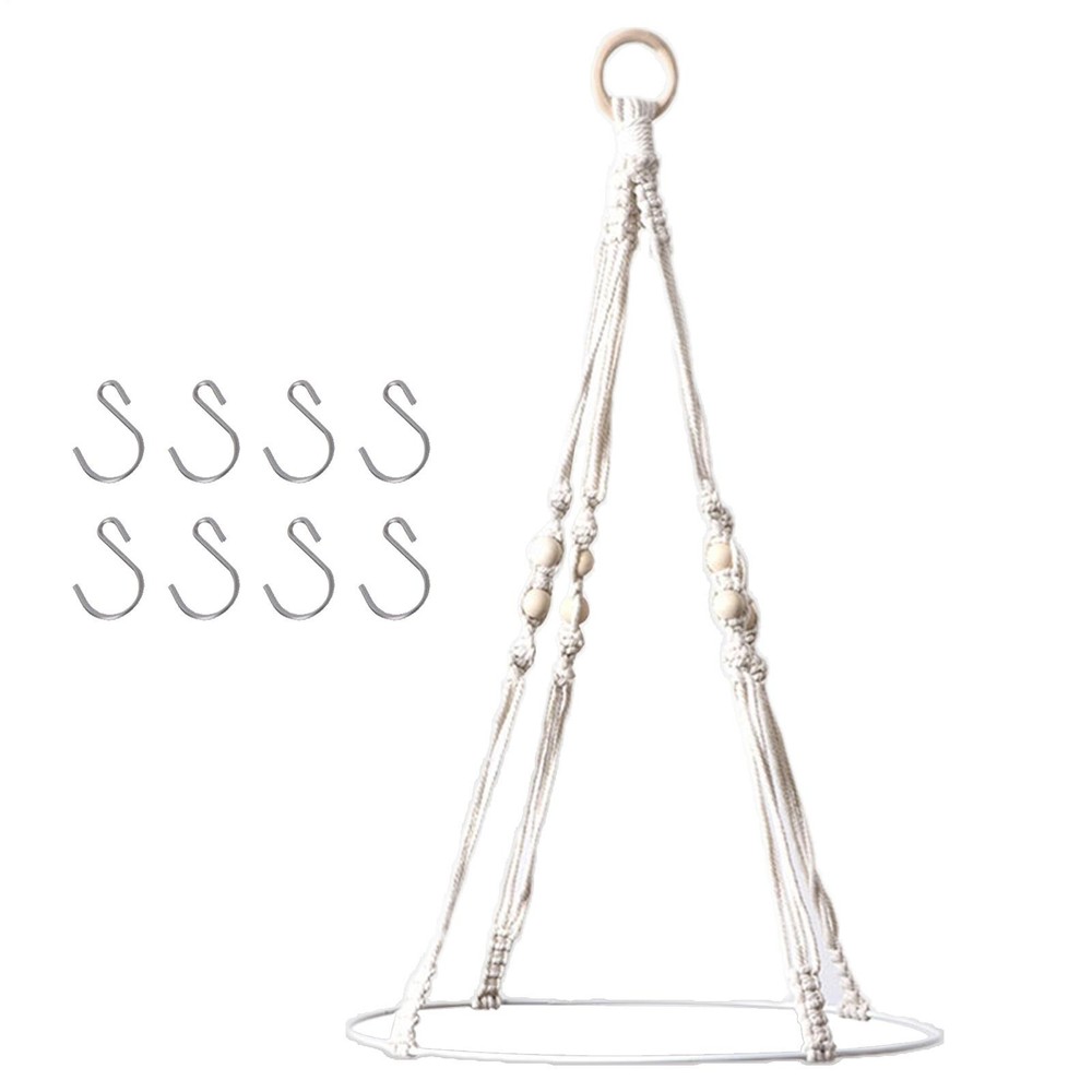 Hanging Drying Rack for Herb Macrame Flower Drying Rack W/ Hooks Macrame Hanging
