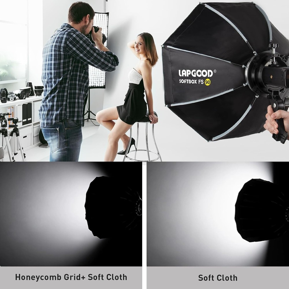FS90 Softbox 90cm/35.5in Softboxes, Quick Release Foldable Softbox with Honey...