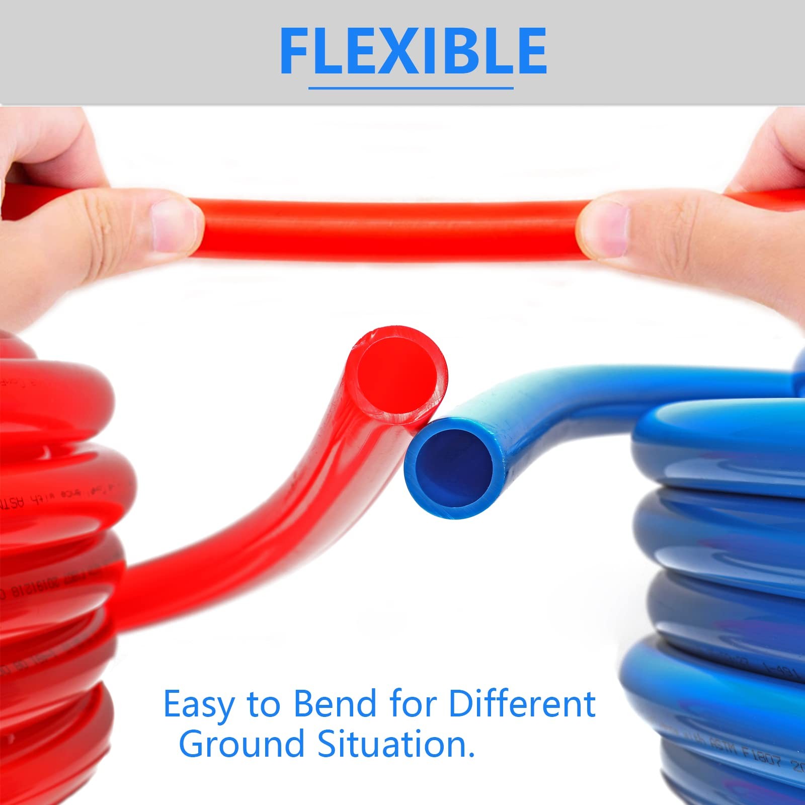 (All-in-One) 3/4 Inch PEX-B Pipe,2x100FT Blue&Red Pex Tubing,Plumbing Pipe kit