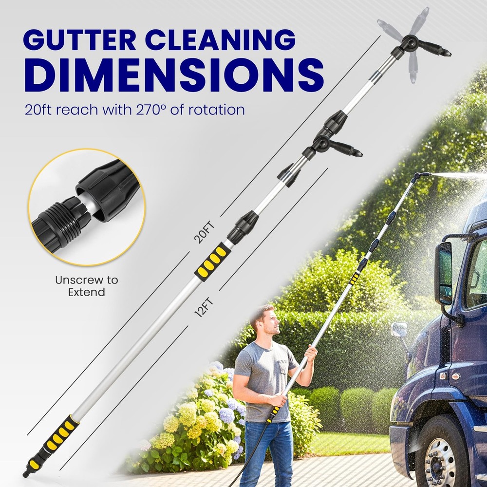 20ft Reach Telescopic Gutter Cleaning Tools from the Ground – Rain Gutter