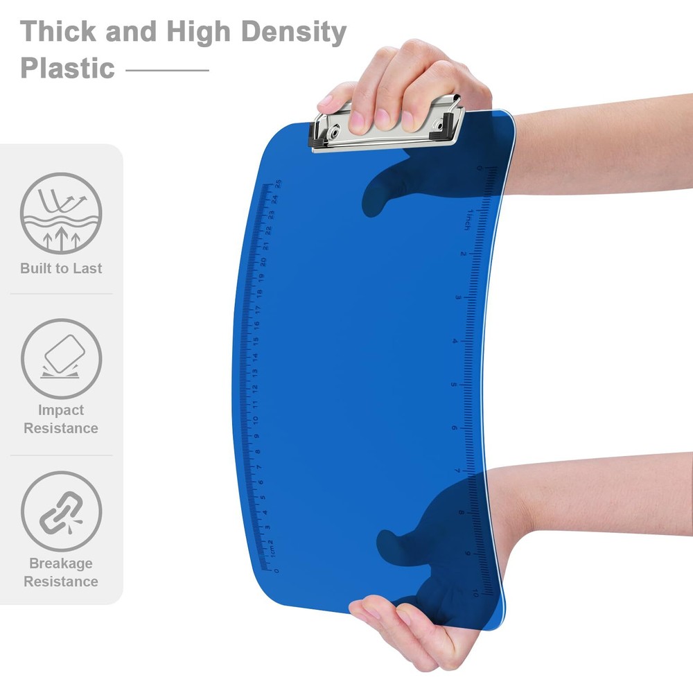 6 Pack Plastic Clipboards Translucent Ruler Clip Board with Low Profile Offic...