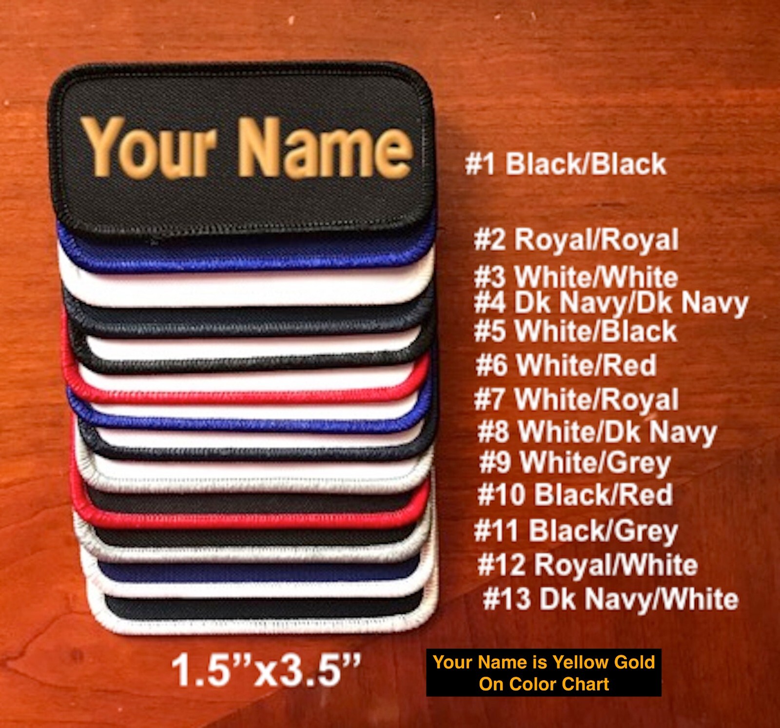 IRON-ON Custom Embroidered Name Patch, Name Tag,Name Badge Rectangular 1.5"x3.5"