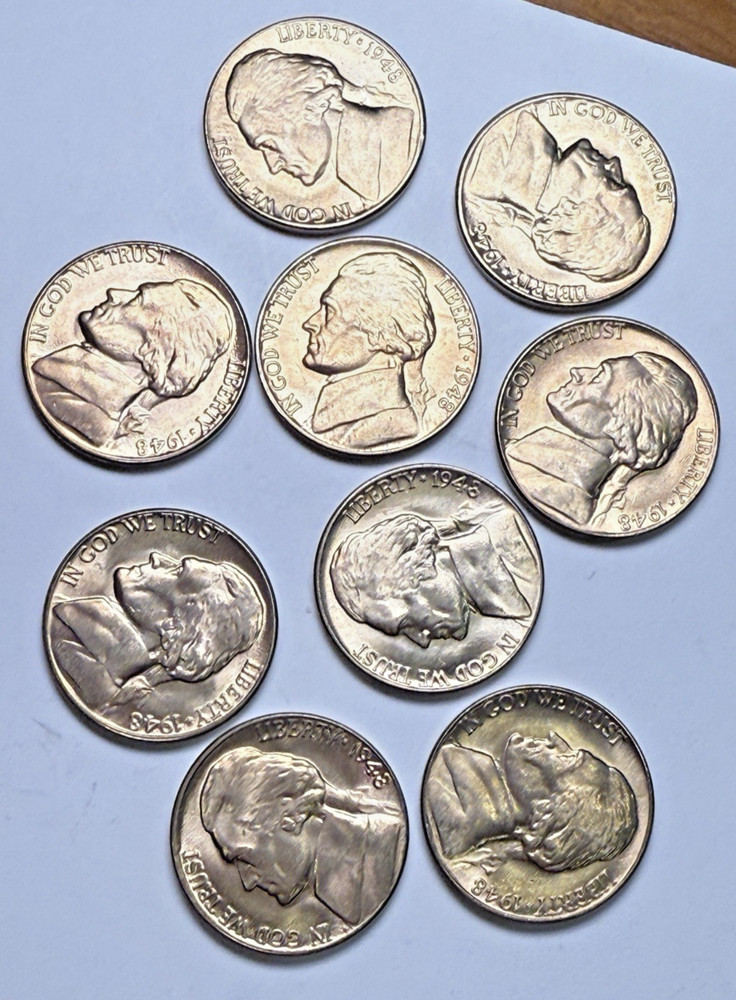1948-D Jefferson 5c ~ Uncir. GEM BU ~ Great Luster ~Multiple Steps~From Roll~N02