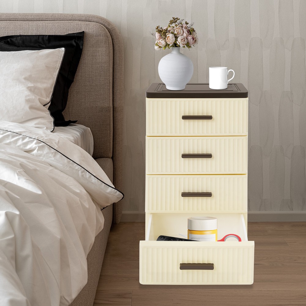 PP 4 Tier Drawer Storage Organizer, Storage Cabinet with 4 Universal Wheels
