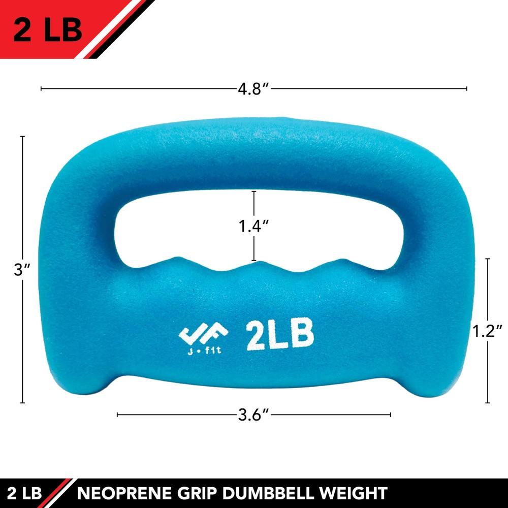 Neoprene D-Grip Dumbbell Weight, 2LB, 2 Pound