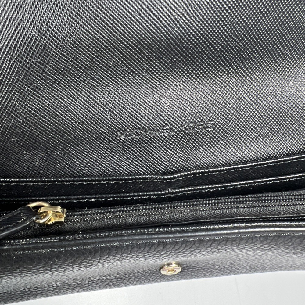 Michael Kors Black Pebbled Leather Envelope Wallet