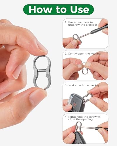 Titanium Alloy Car Key Chain Ring, Mini Key Shackle with Small Grey 2 Pack