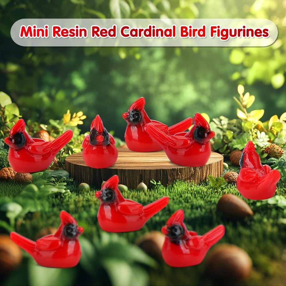 60 Pcs Mini Resin Red Cardinal Bird Tiny Animals Figurines to Hide Miniature ...