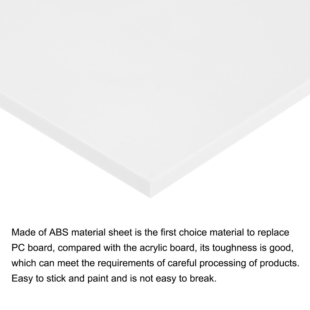 ABS Plastic Sheet 8 x 6 x 0.16" ABS Styrene Sheets White 3 Pcs