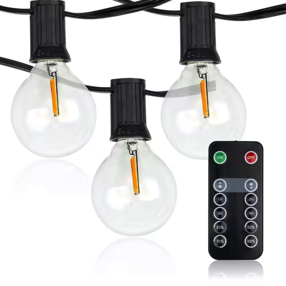 LED Outdoor 50 Ft. Plug-In Globe Bulb String Light with 50 Sockets and 100-Watt