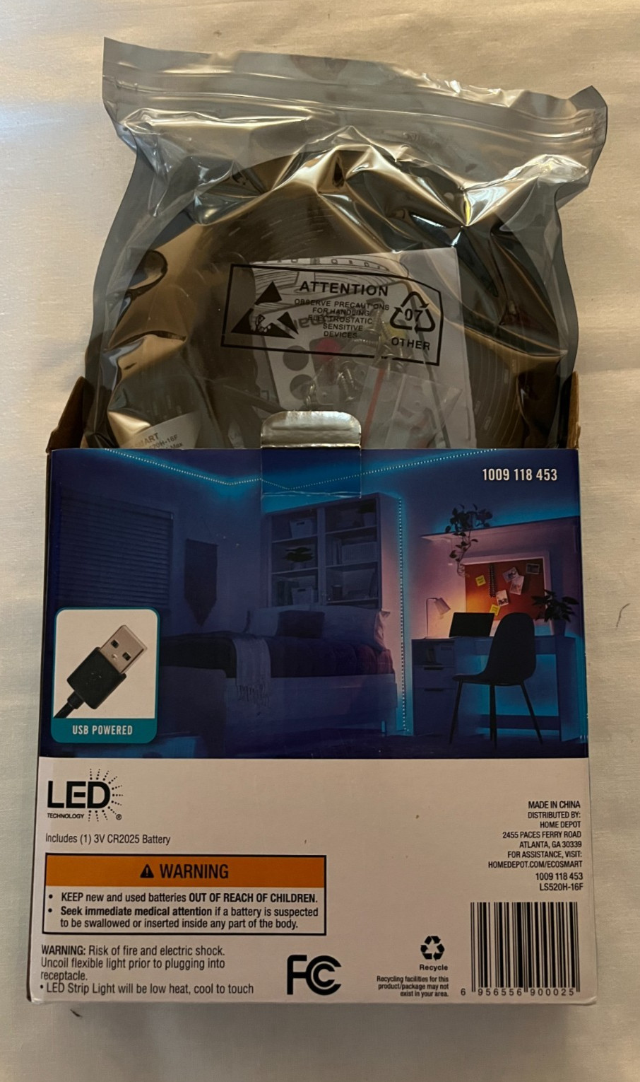 EcoSmart 16.4 ft RGB LED Color Changing USB Powered Light Strip w/remote NIP