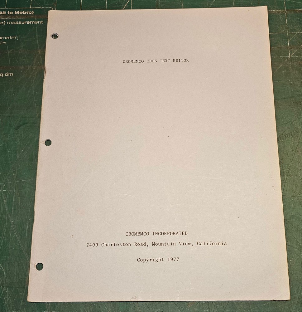 3 CROMEMCO Manuals: Text Formatter/CDOS Text Editor/4FDC Disk Controller 1977-78