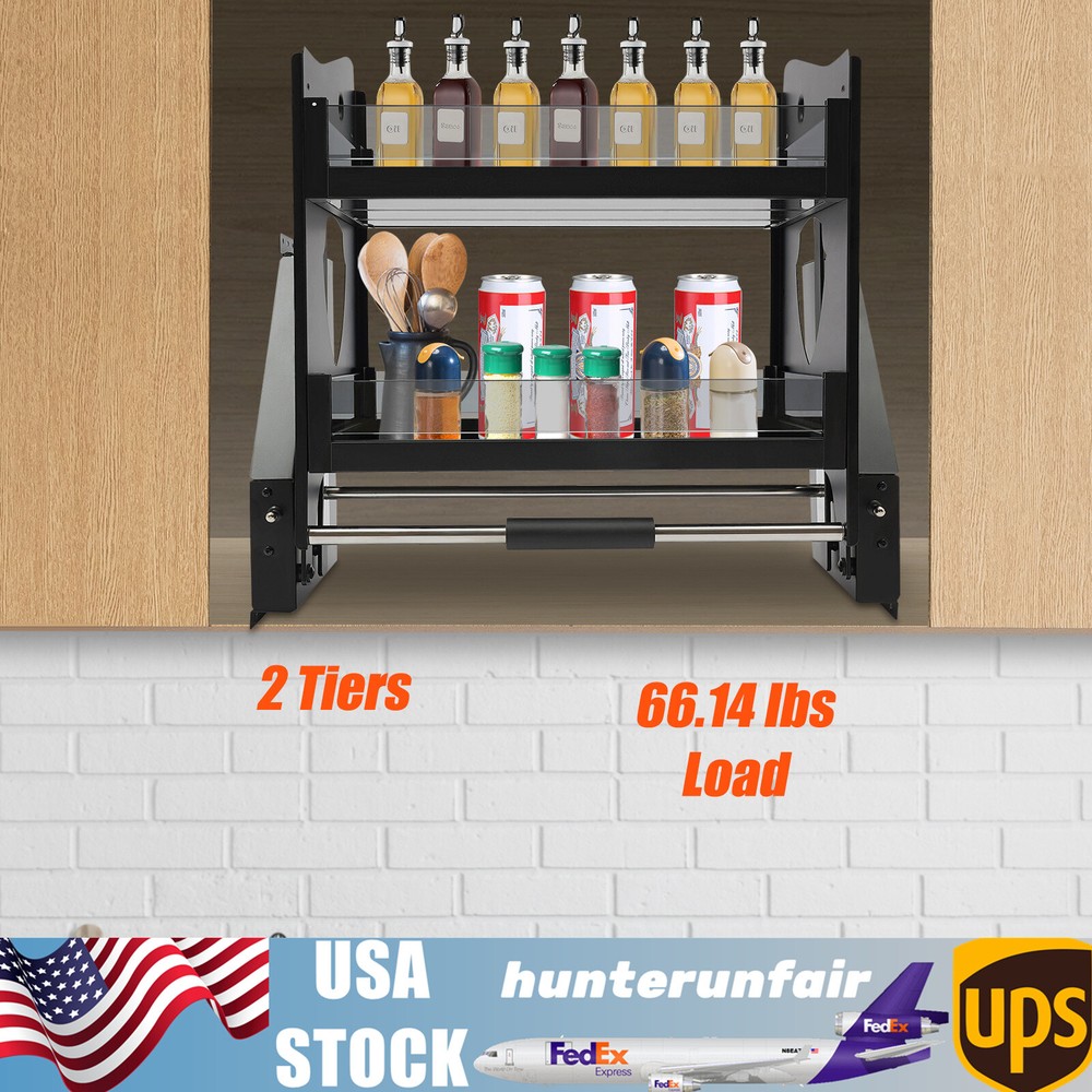 Pull Down Shelf Upper Kitchen Wall Cabinet Storage Organizer (24inch Cabinet)