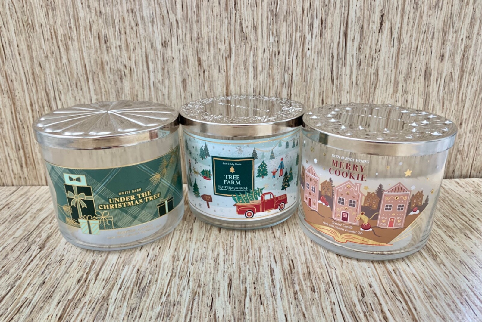 Bath & Body Works 3 Wick Candle Jars Lot of 3 With Lids **EMPTY & CLEANED**