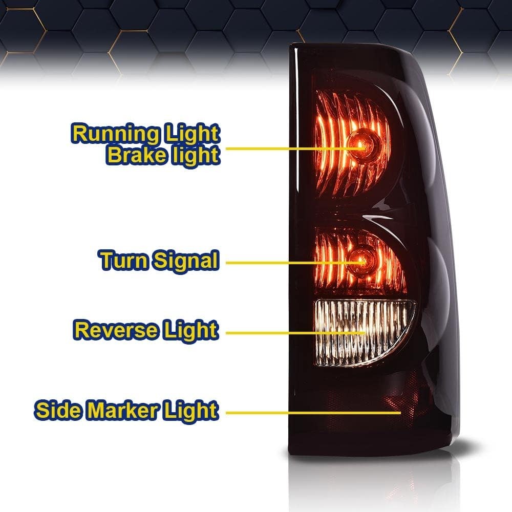 PIT66 Tail Lights Assembly, Compatible with 2003-2006 Chevy Silverado 1500 2500