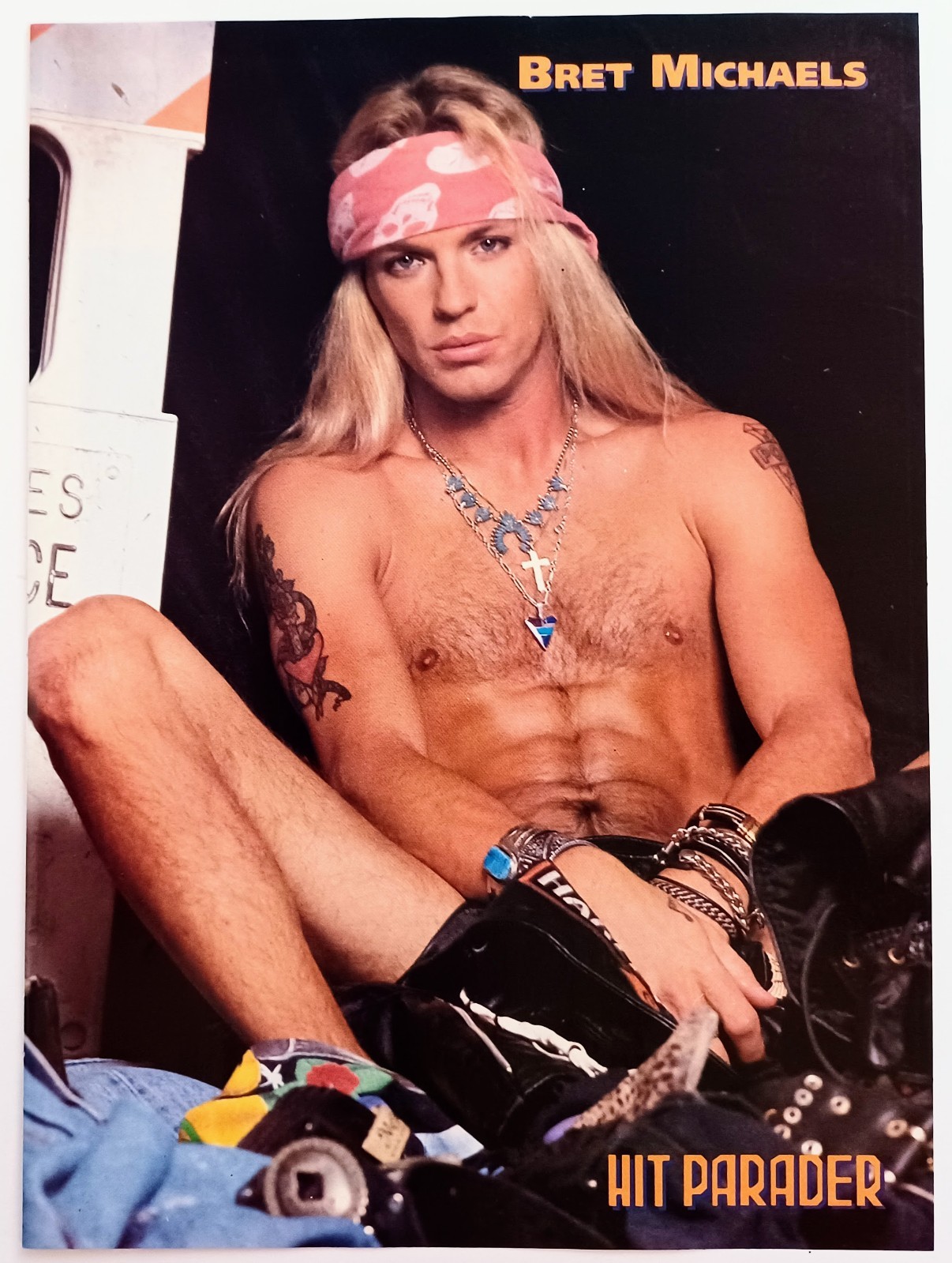 POISON~BRET MICHAELS SHIRTLESS~1993 SEXY VINTAGE POSTER MAGAZINE PINUP CLIPPING
