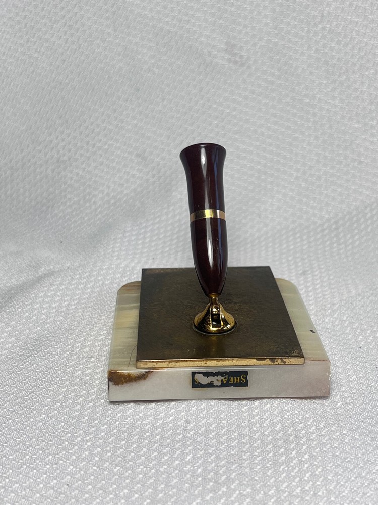 Vtg Sheaffer's Pen Stand Marble Base Desktop Writing Implement Holder