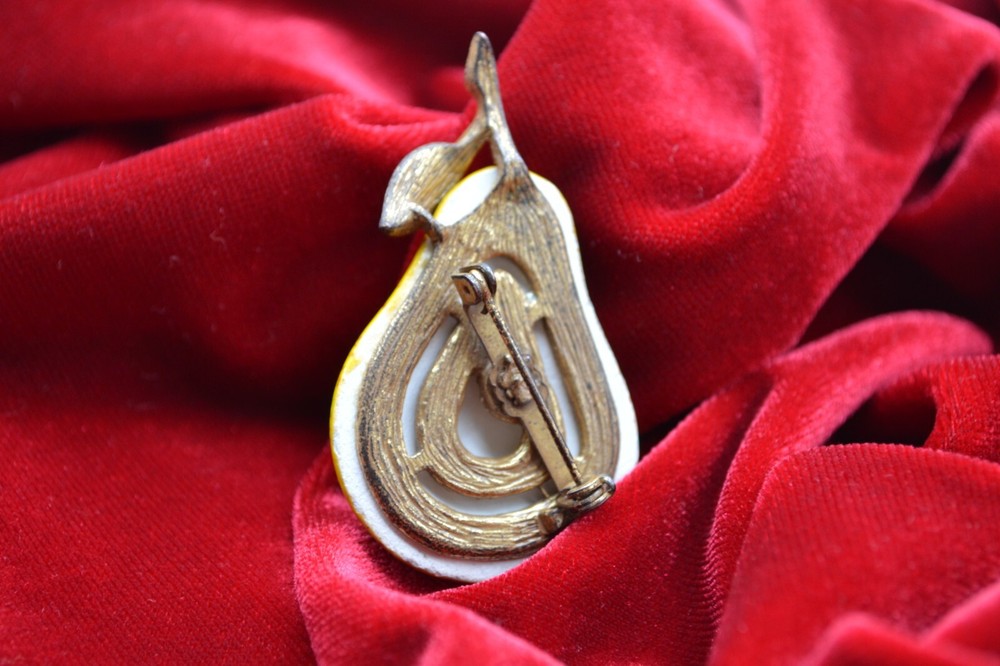 Vintage Yellow Pear Brooch MCM
