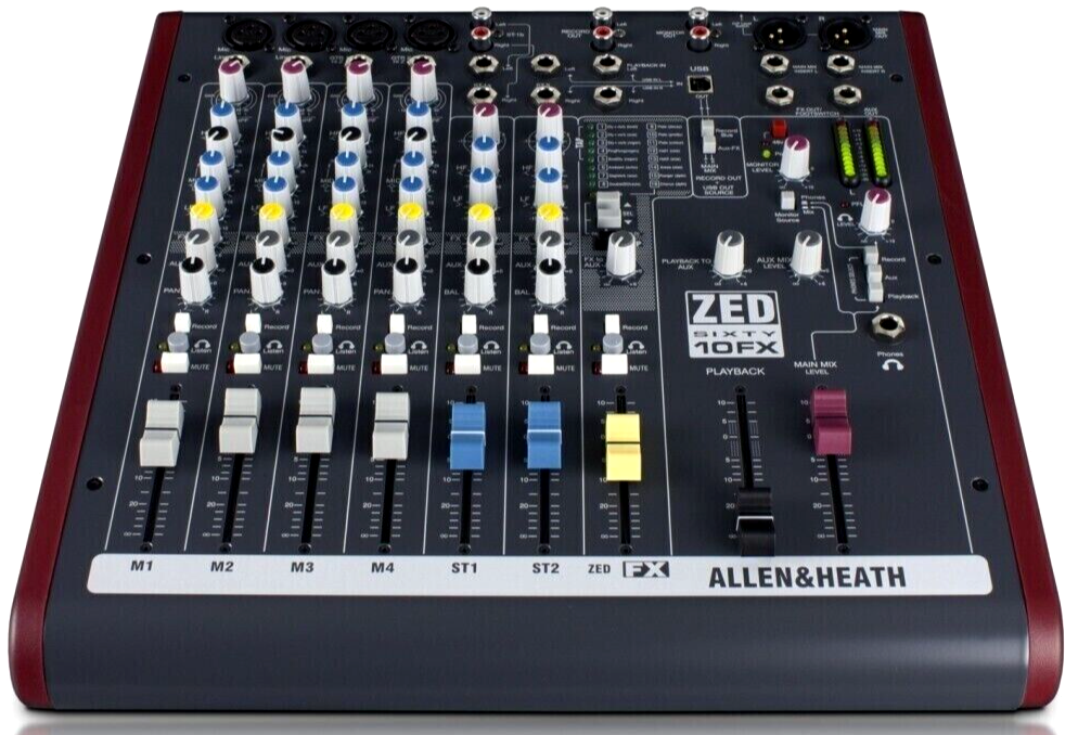 Allen & Heath ZED60-10FX 10-channel Mixer with USB Audio Interface &Effects MINT
