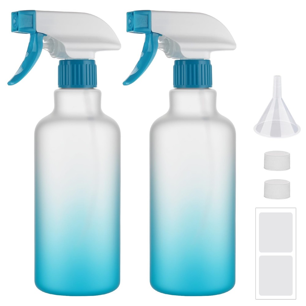 Hethyo 16.9oz/500ml Spray Bottles 2Pack  Refillable Mist/Stream Plastic Blue