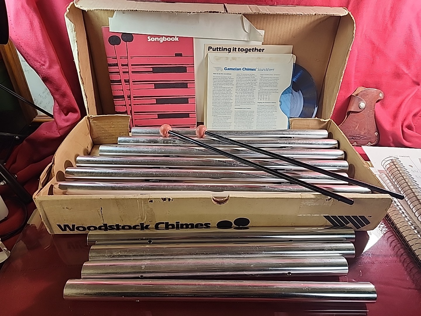 VTG Woodstock Gamelan Chimes Set Original Box Songbook,Record 1970's USA
