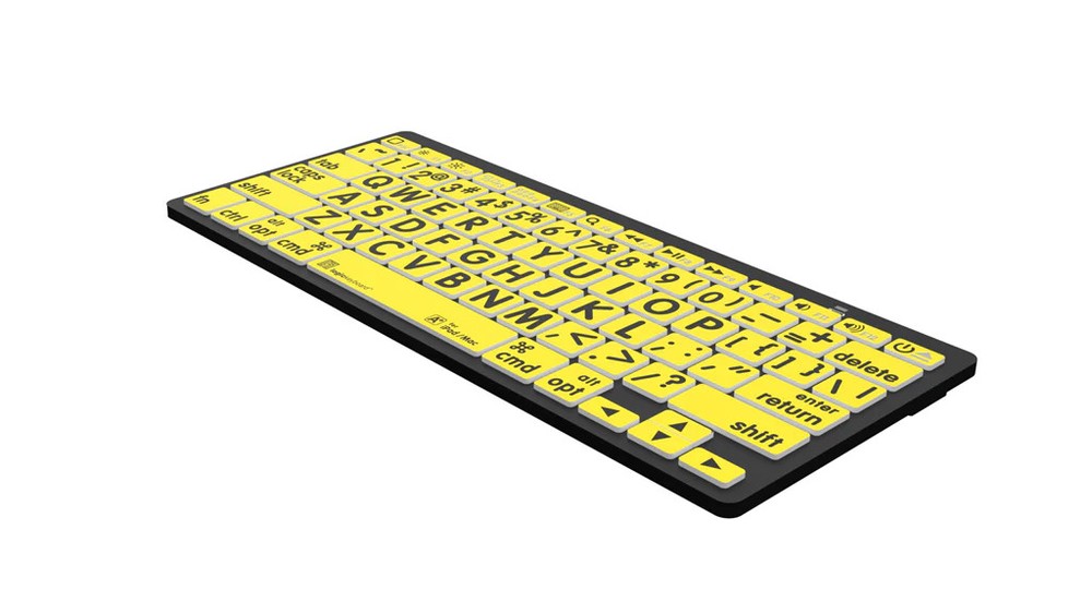 Large Print - Black on Yellow Mini Bluetooth Keyboard - Mac