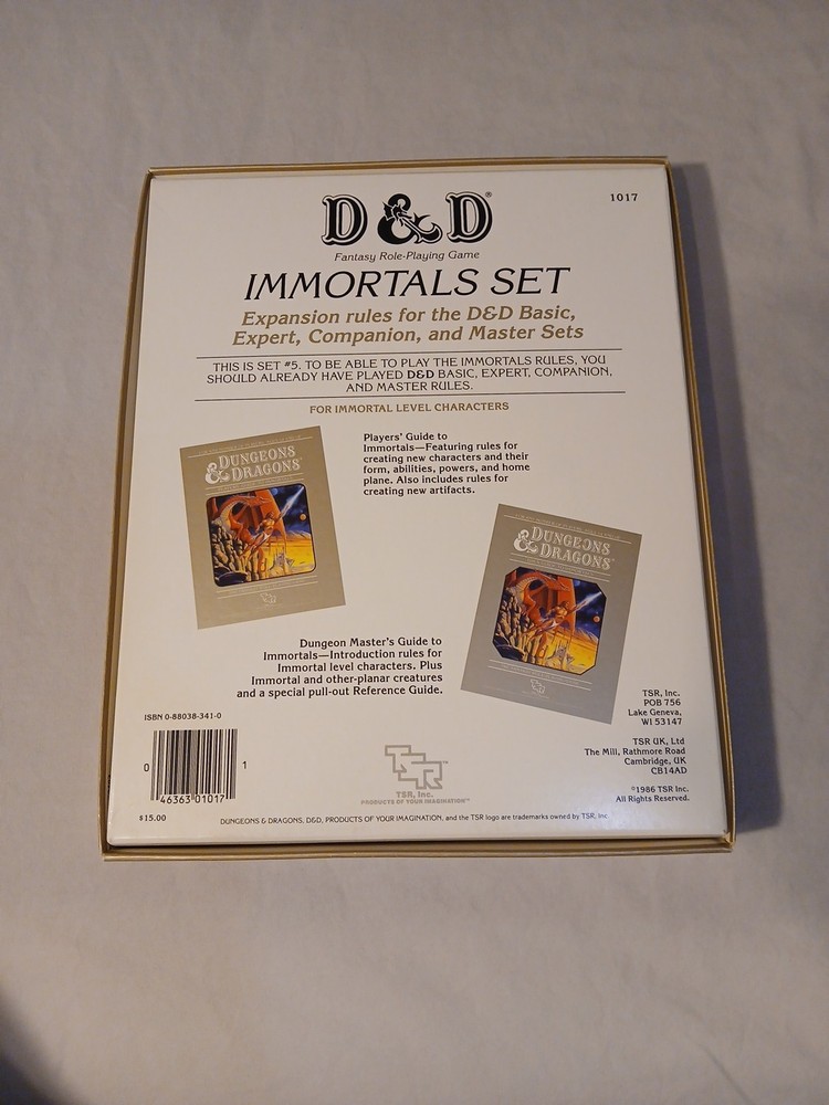Dungeons & Dragons Immortal Rules Boxed Set BECMI Very Fine Condition