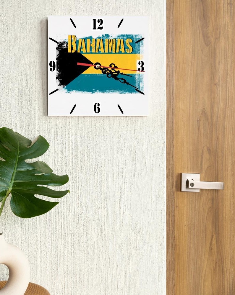 Bahamas Flag Wall clock patriots CERAMIC Tile Watch Support Décor