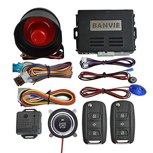 Car Alarm System with Remote Start Kit, Push to Start Button, Security Features