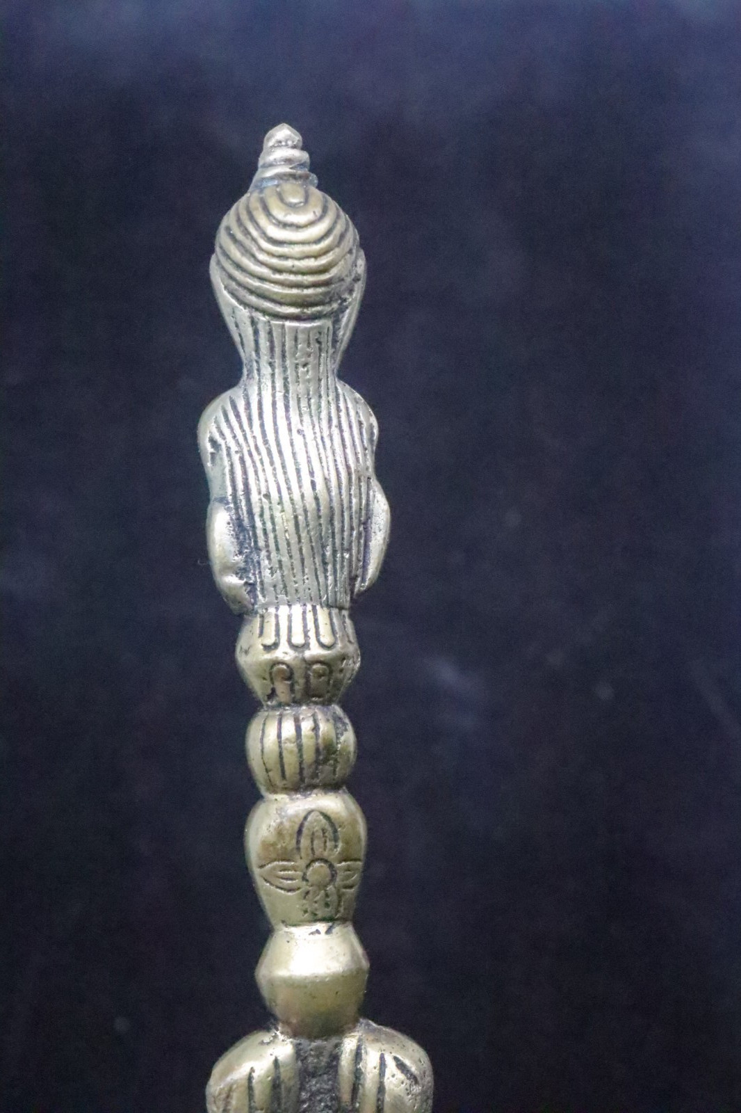 Tibetan Buddhist Tantric Ritual Stake Brass Deity Skull Torma Peg 7in