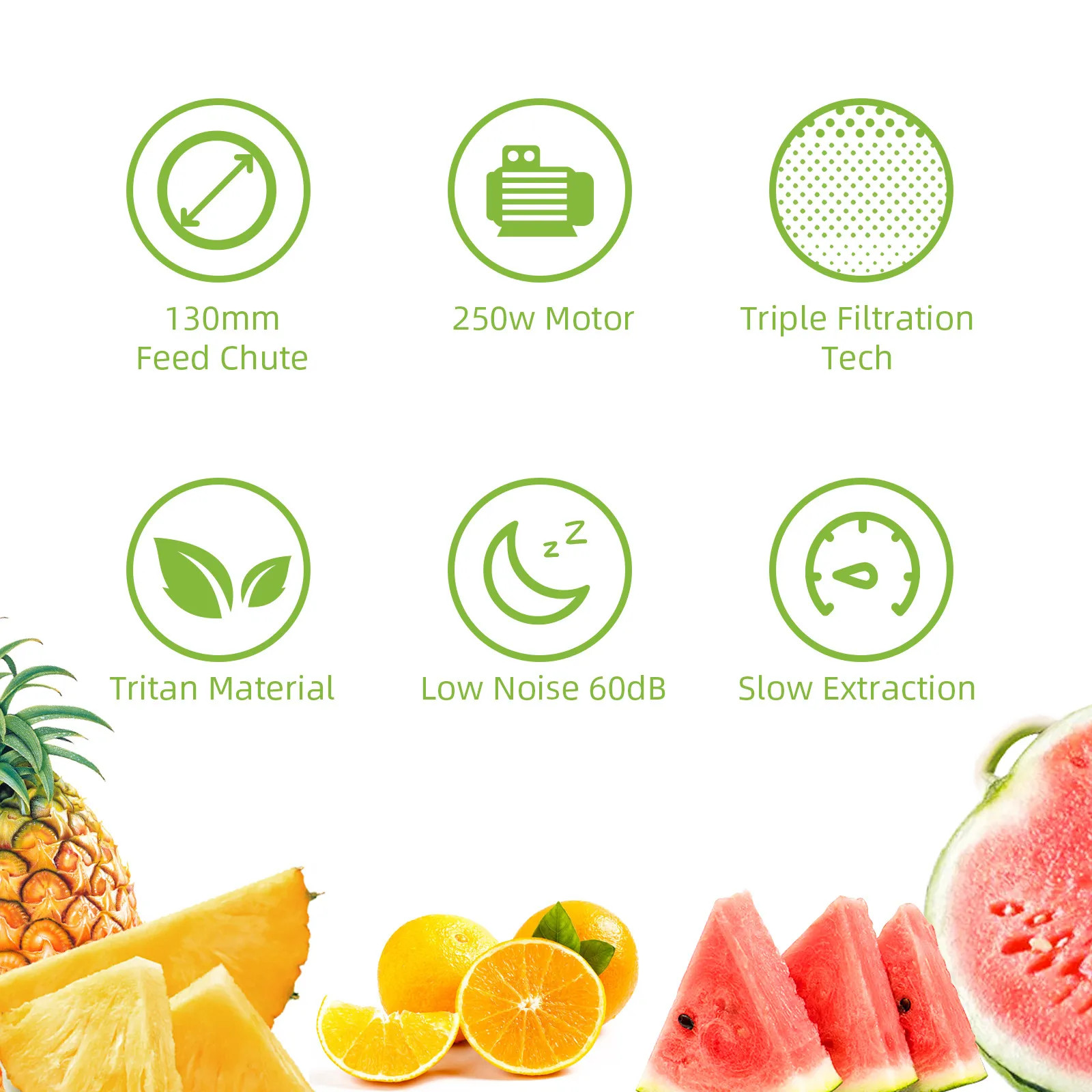 Cold Press Juicer, 5.8" Extra Large Feed Chute 300W Slow Masticating Juicer High