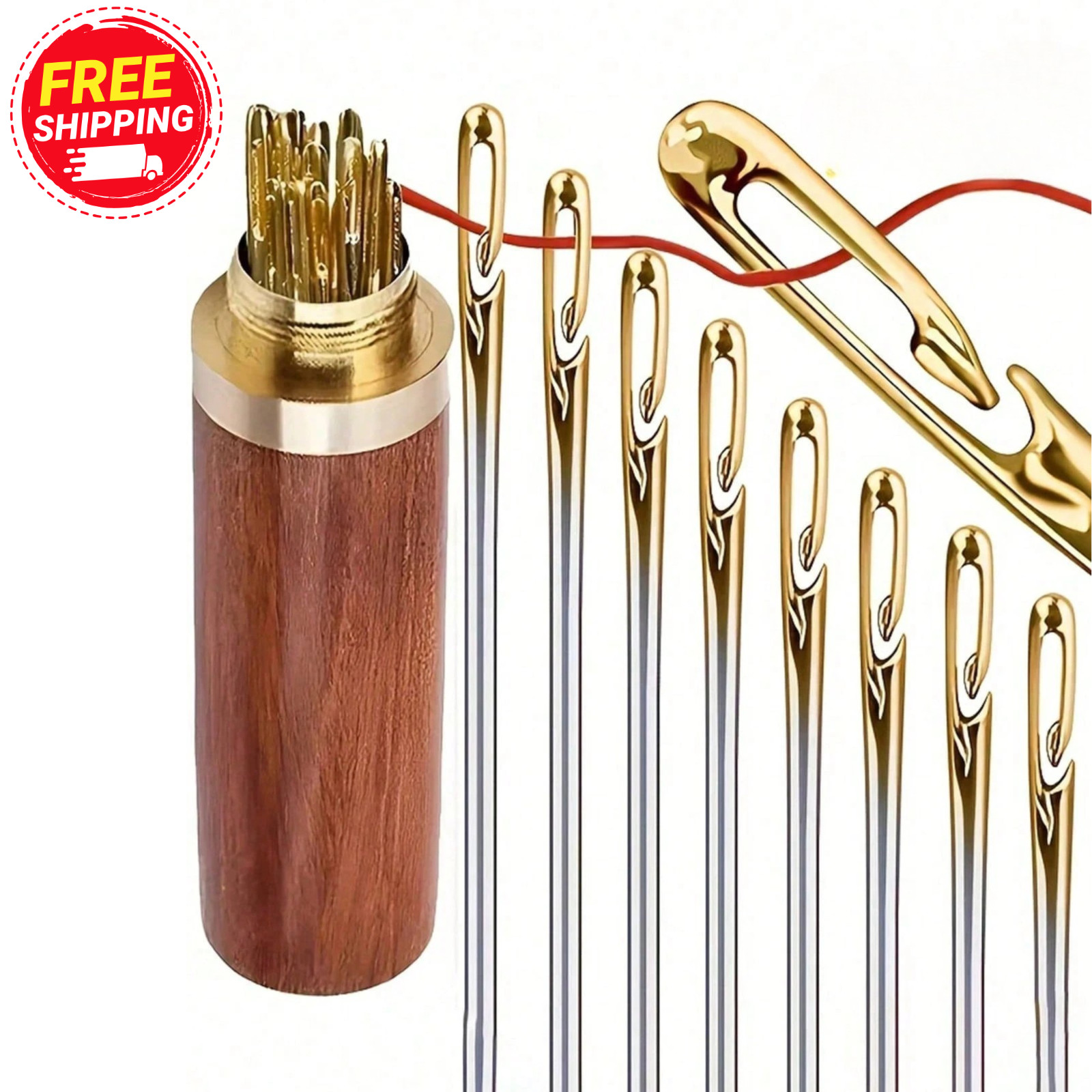 12pcs Easy Thread Sewing Needles Stainless Steel Hand Stitching Pins DIY Sewing