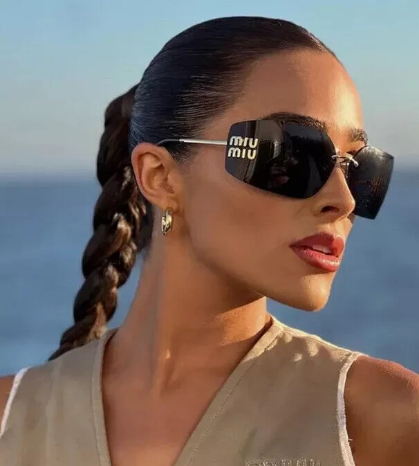 MIU MIU MU 54YS 5AK5S0 GOLD-DARK GREY WOMEN'S SUNGLASSES 80MM AUTHENTIC NEW