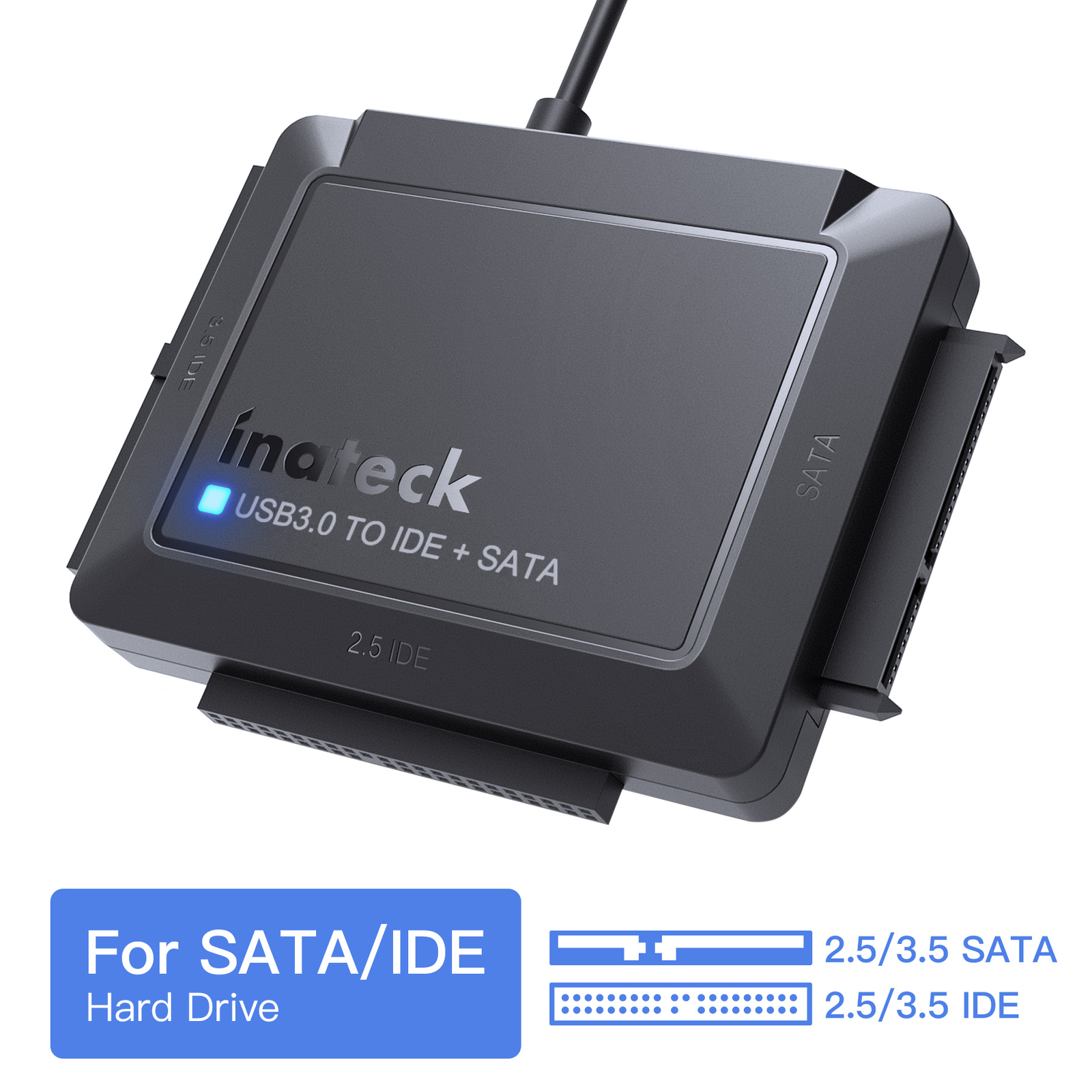 USB 3.0 to IDE & SATA External Hard Drive Reader 2.5" 3.5" HDD SSD Power adapter