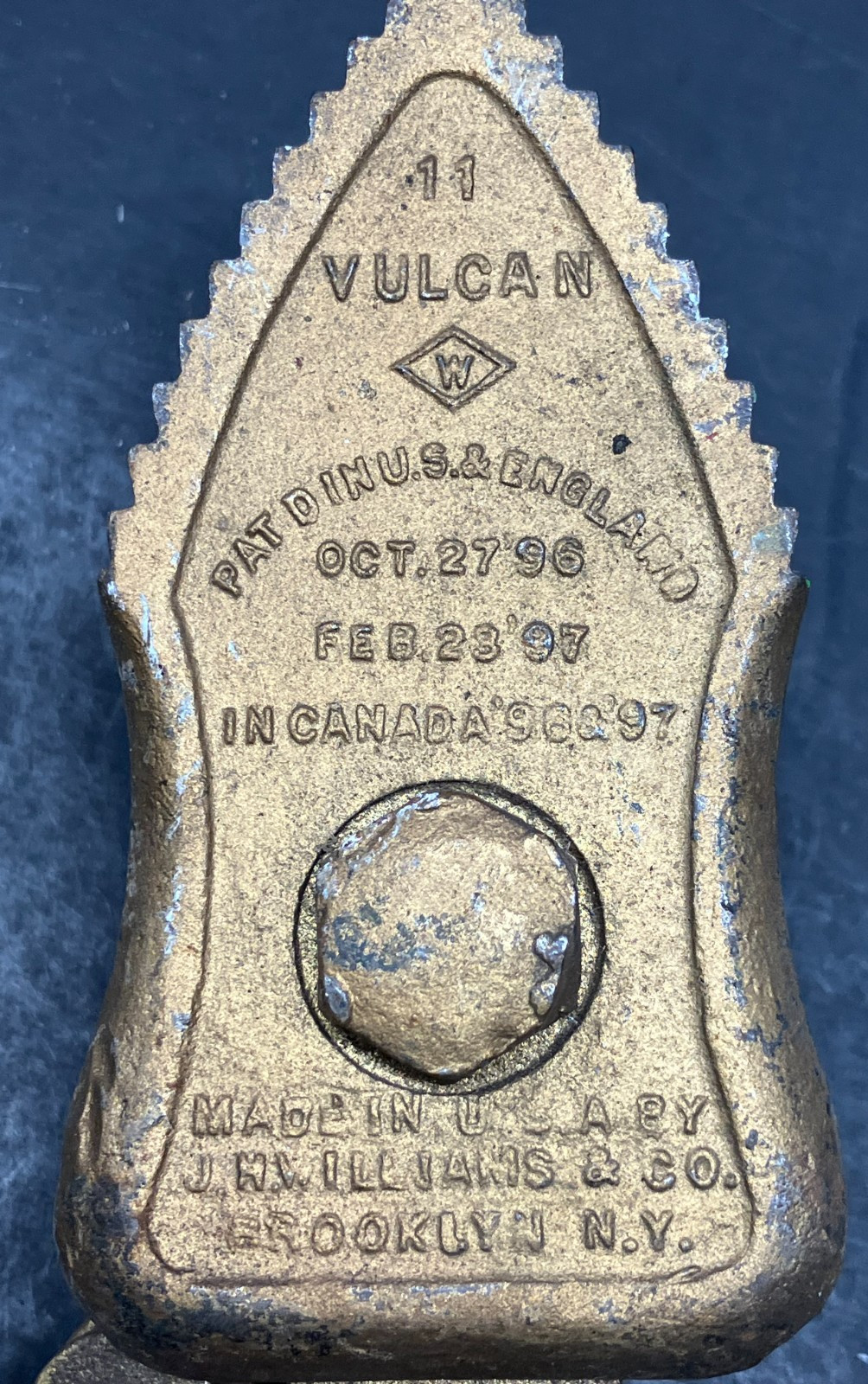 Antique 20-1/2" Vulcan No 11 Chain Pipe Wrench J.H.Williams & Co USA Pat 1896-97