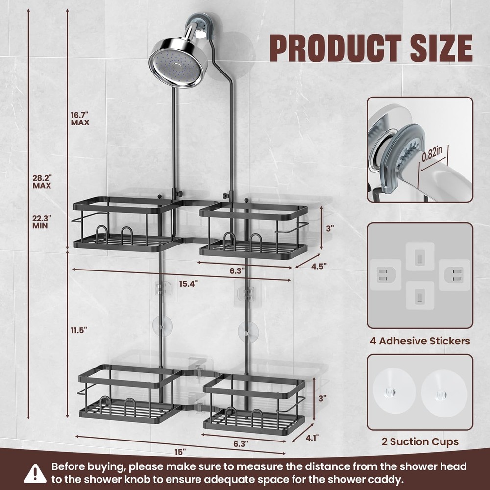Adjustable Shower Caddy Hanging Rustproof Shower Caddy for Handheld Showerhea...