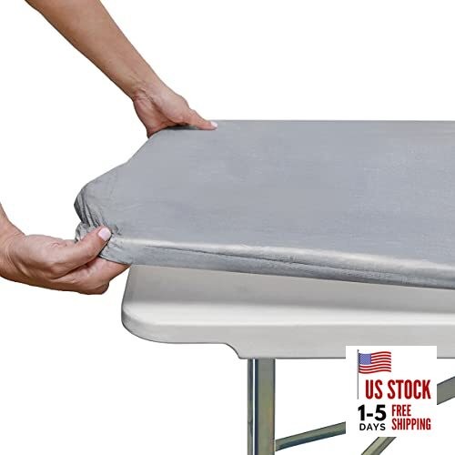 Rectangle Vinyl Tablecloth with Flannel 72" x 30" (Rectangular) Light Grey