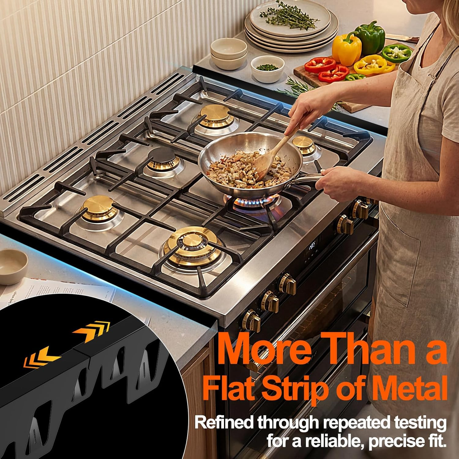 Stove Gap Covers Stainless Steel, 2 Pack Upgraded Stove Gap Filler for Gap Betwe